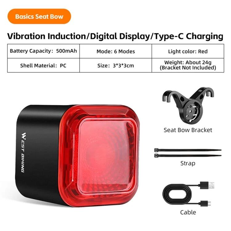 Luce posteriore per bici intelligente, rilevamento freno, display batteria 2/7