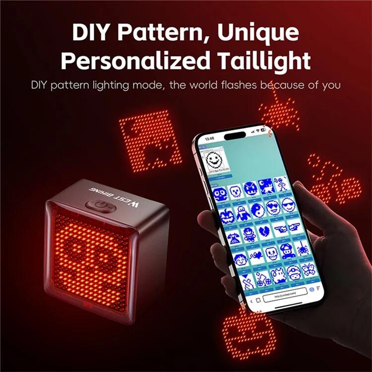 Luz traseira de bicicleta com sensor de travagem, programável DIY 7/7