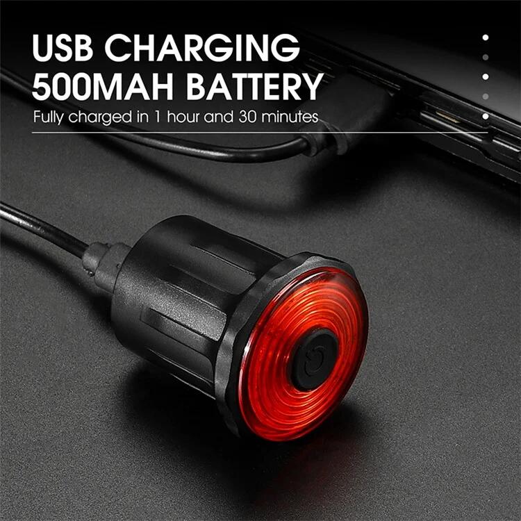 Feu arrière de vélo LED rechargeable USB à induction de frein intelligent 5/7
