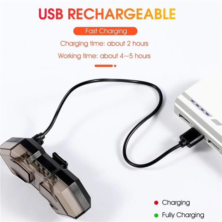 Feu arrière de vélo à télécommande, rechargeable USB, 5 modes 6/7