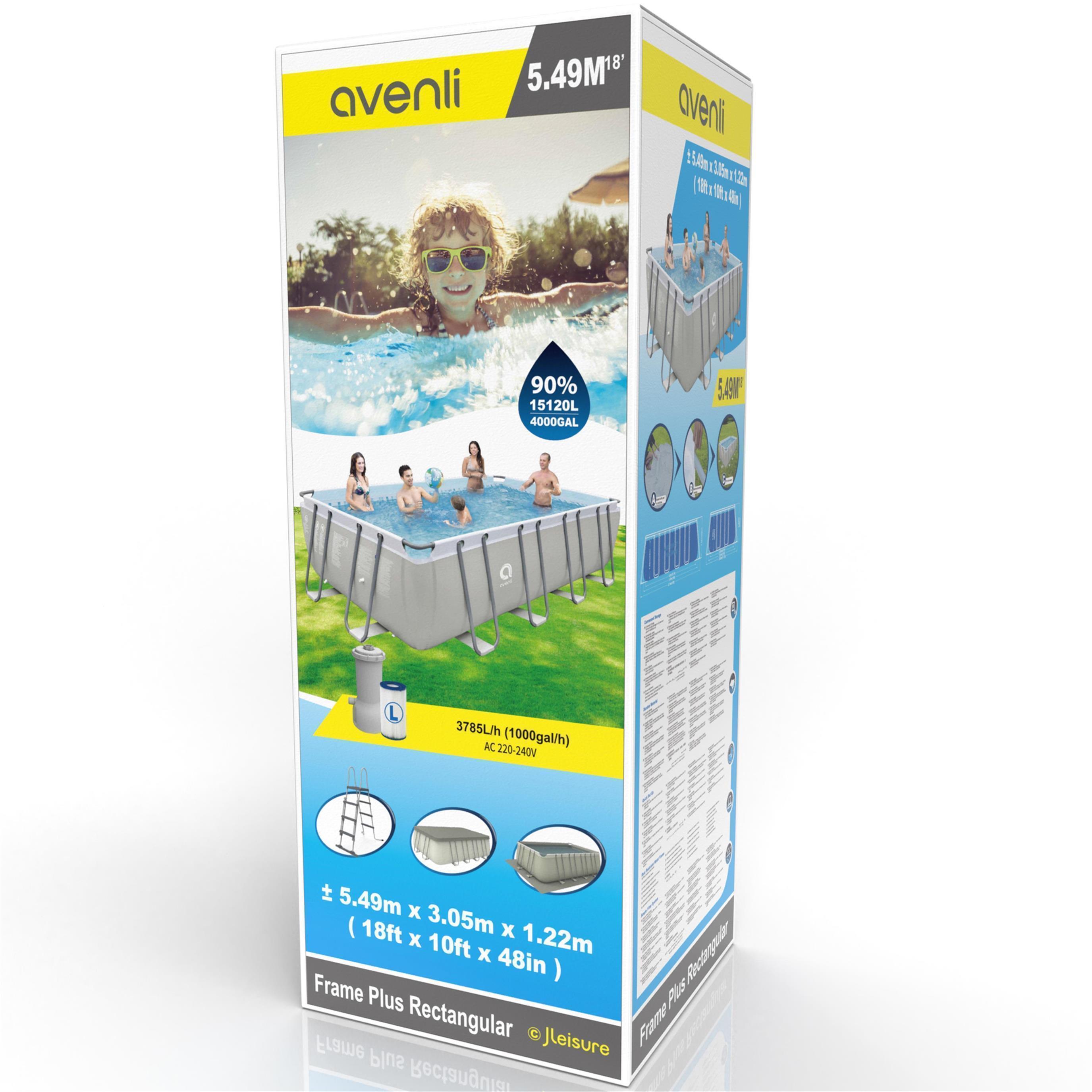 Frame Pool Komplettset 549x305x122cm grau mit Filterpumpe & Sicherheitsleiter 3/9