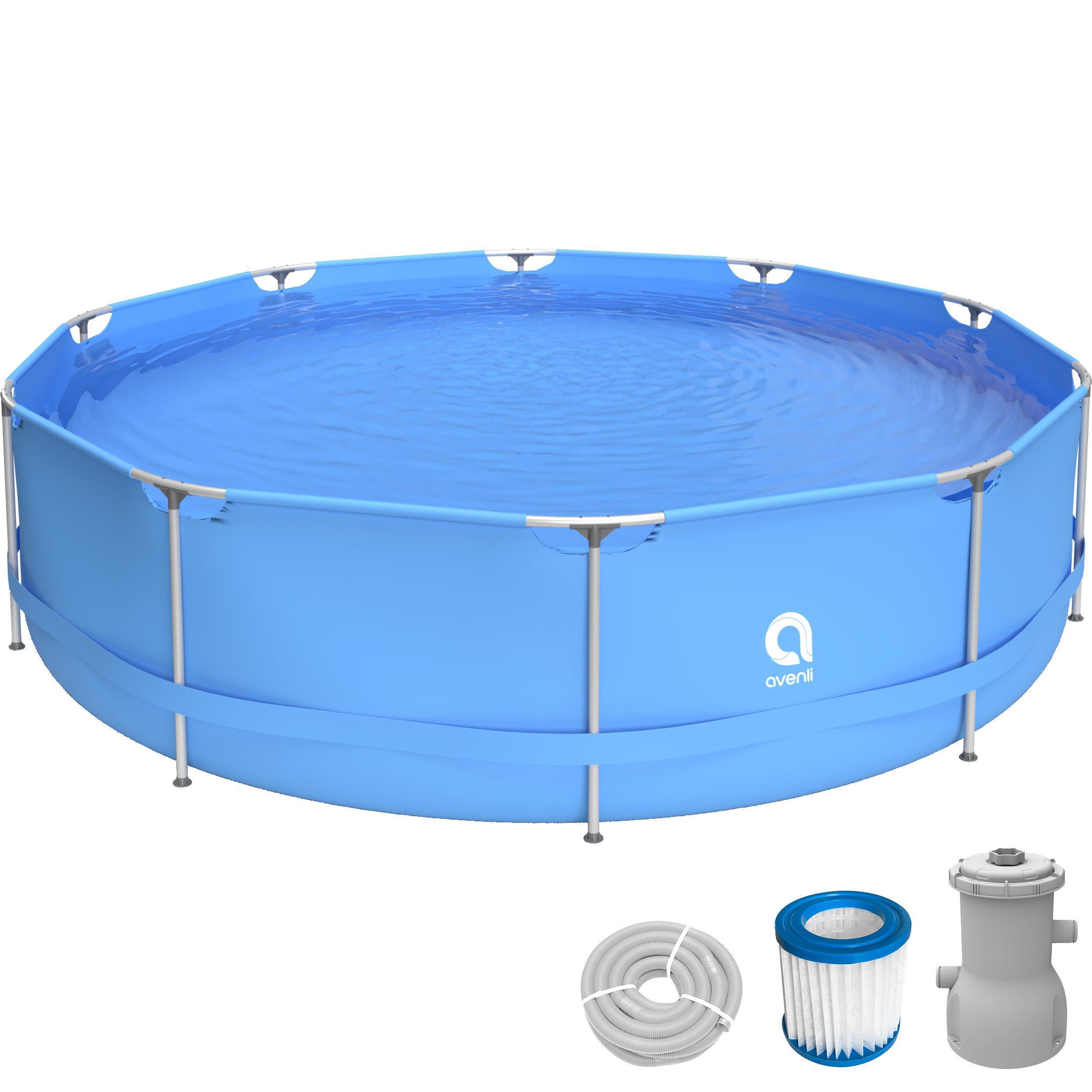 Avenli Frame Pool Set 360x76 cm, Aufstellpool rund, mit Pumpe, blau 1/7
