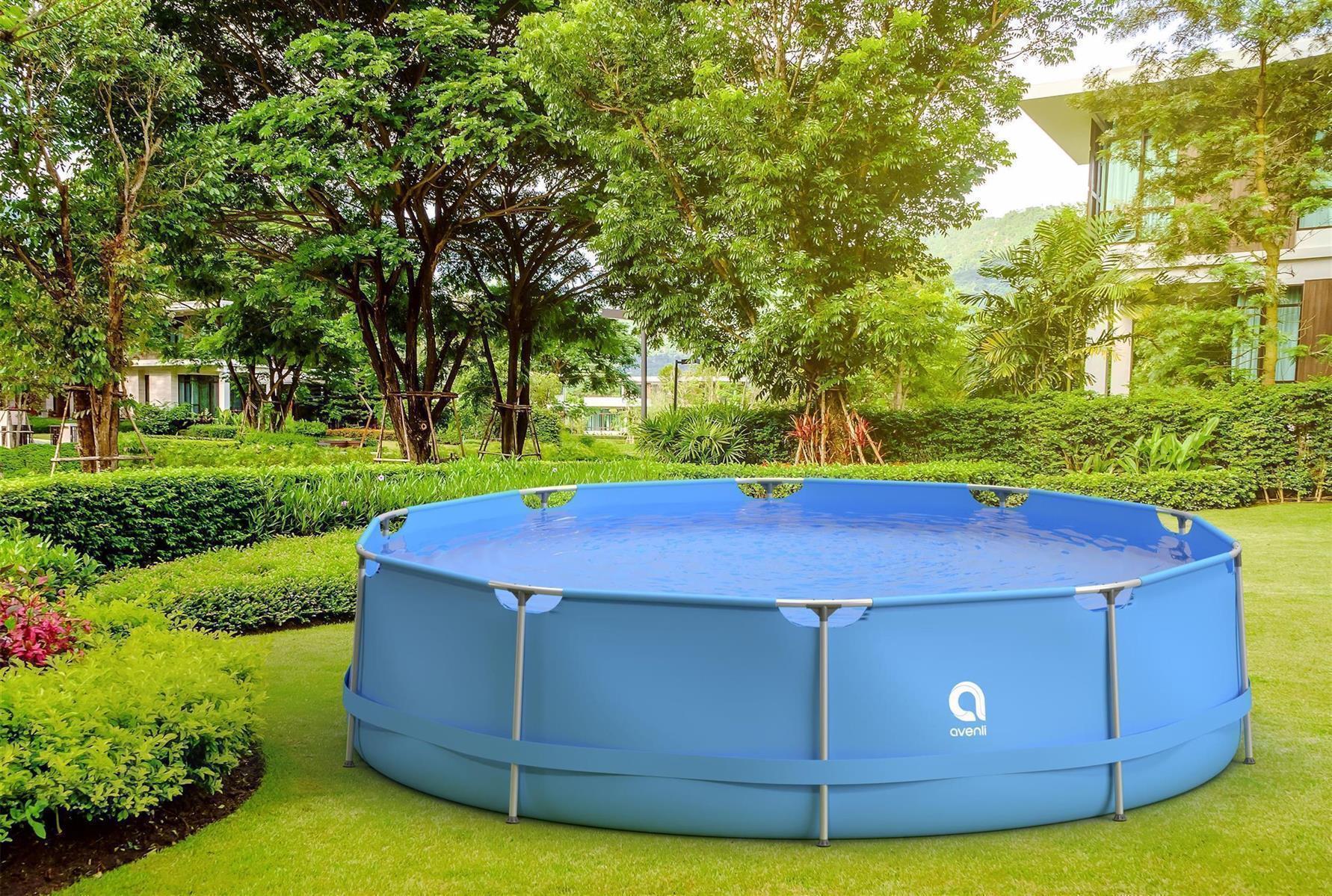 Avenli Frame Pool Set 360x76 cm, Aufstellpool rund, mit Pumpe, blau 3/7