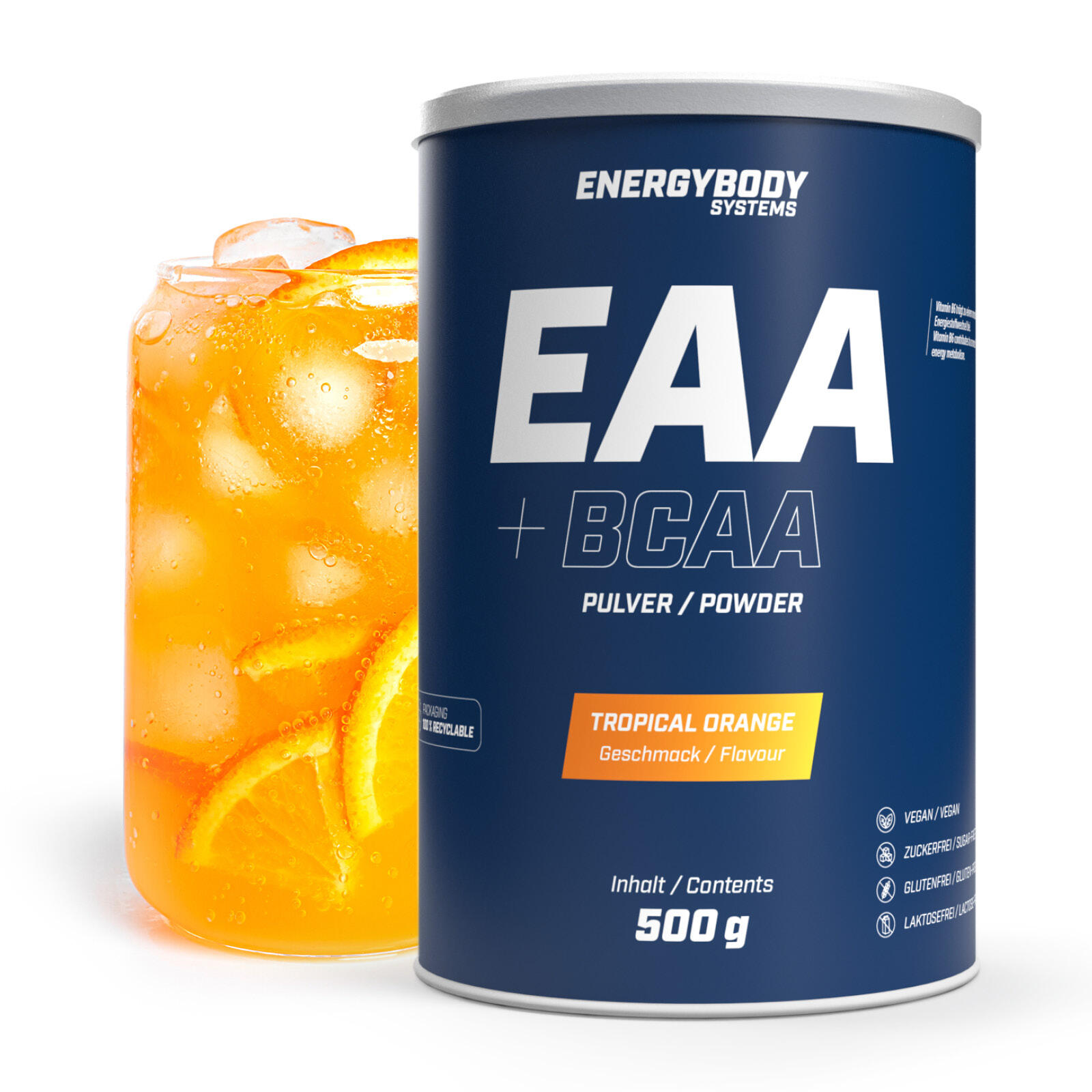 Energybody Systems EAA + BCAA Drink (500g) Tropical Orange 1/4