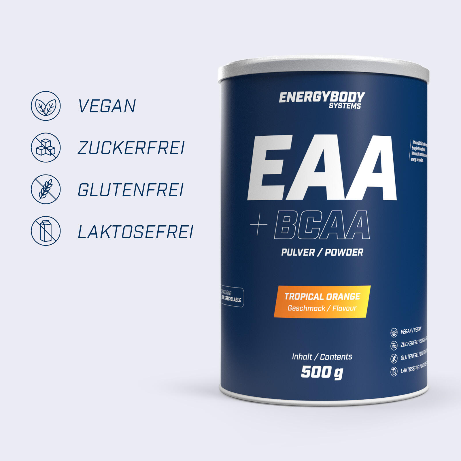 Energybody Systems EAA + BCAA Drink (500g) Tropical Orange 3/4