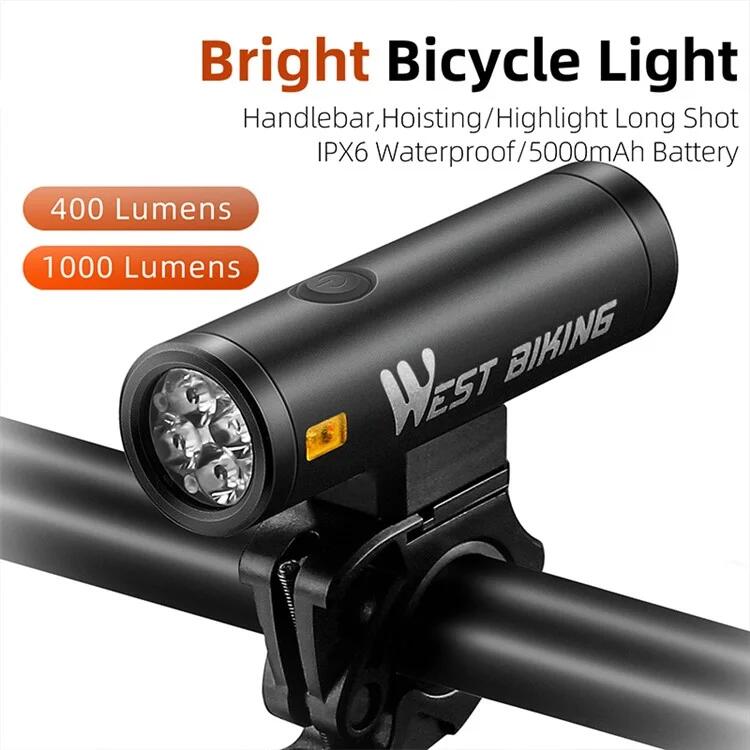Luz frontal de bicicleta de liga de alumínio 400LM IPX6 à prova de água 3/7