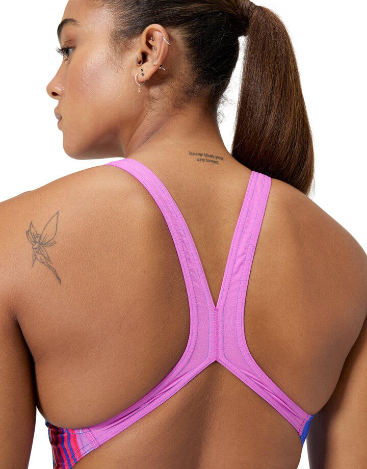 Speedo Placement Digital Powerback Swimsuit - Blue/Multi 4/7
