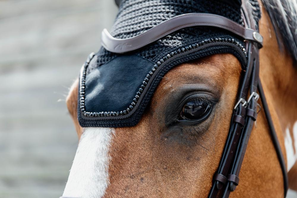 Wellington Oornetje - Velvet Pearls - Zwart - Voor Paard 3/5