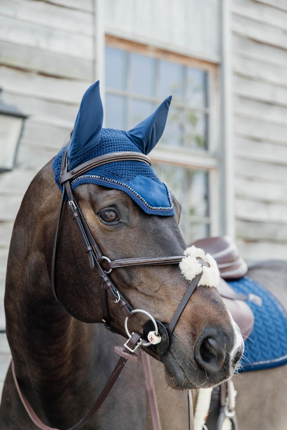 Wellington Oornetje - Velvet Pearls - Marine - Voor Paard 3/5