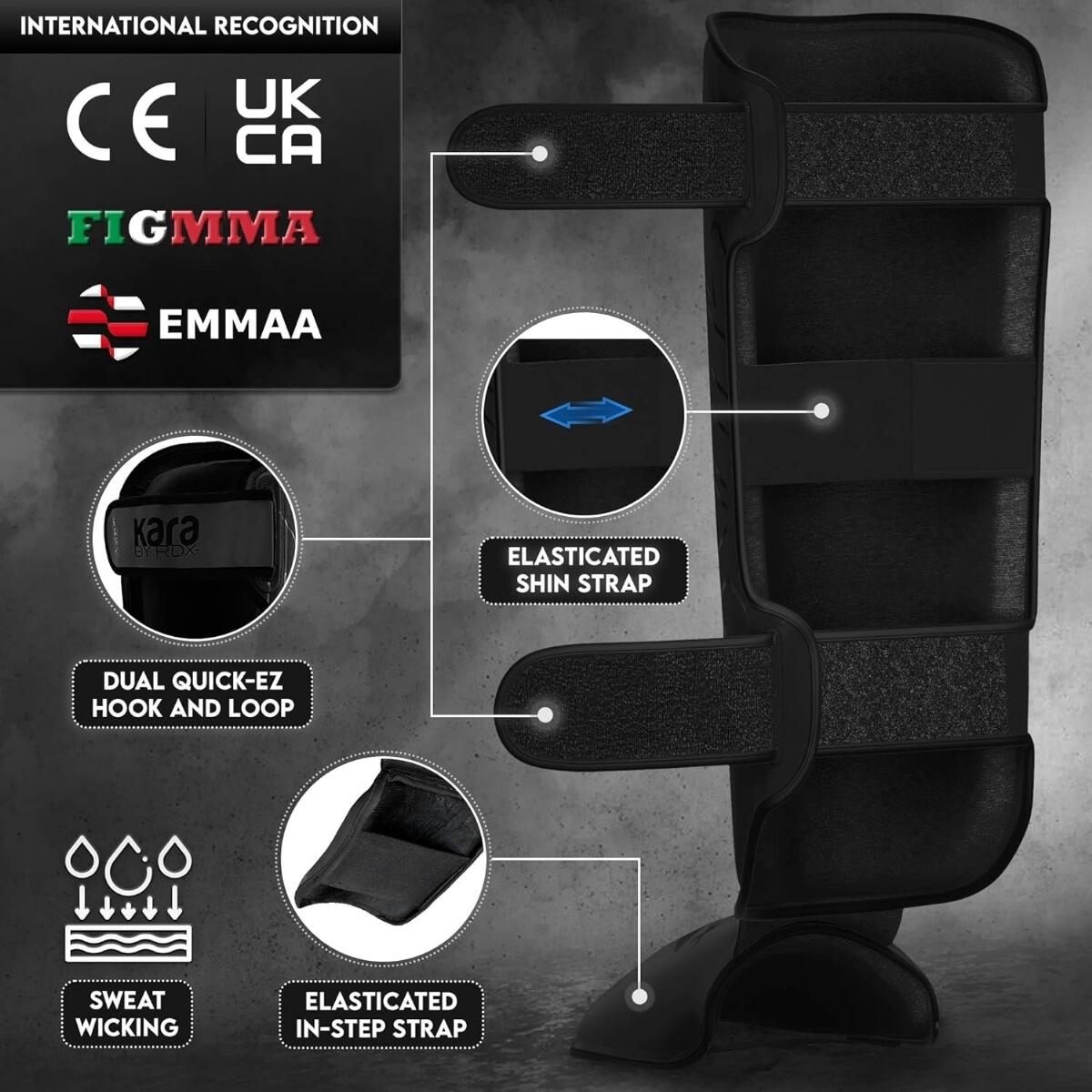 Shin Guards F6 KARA – Black – Size XL 6/7