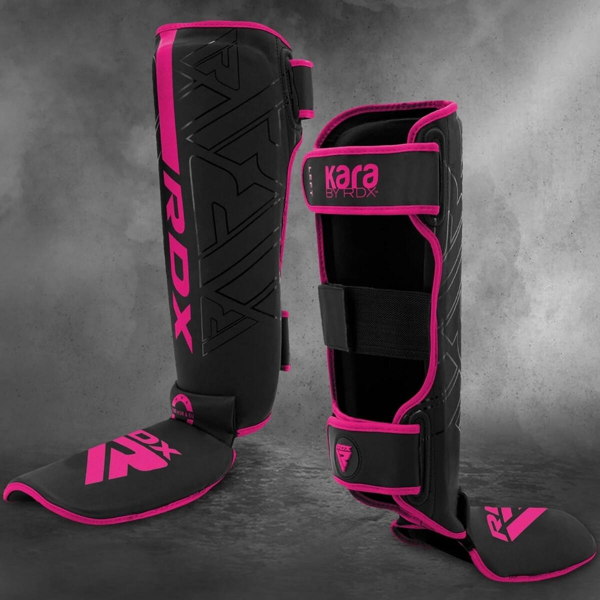 Protège-tibias RDX F6 KARA - Noir/Rose - L 5/7