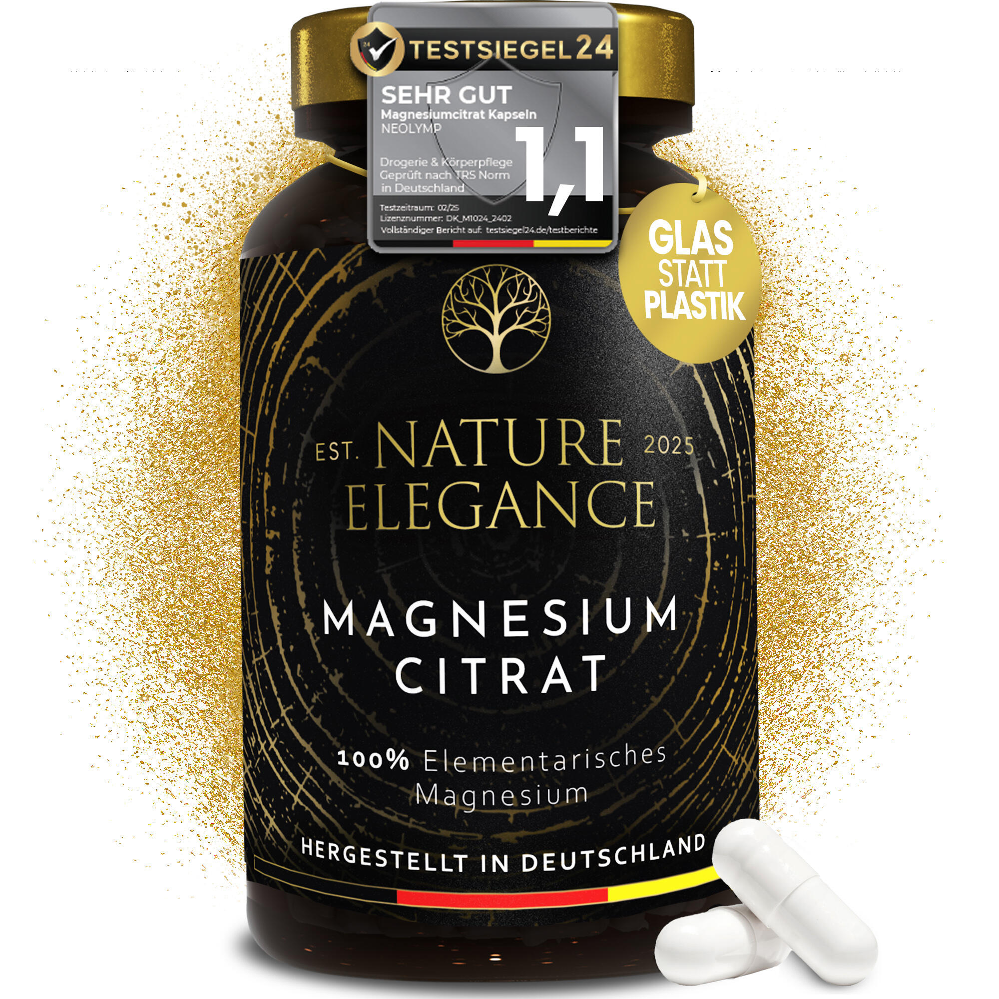 NEOLYMP Magnesiumcitrat Kapseln – Hochdosiert - 360mg elementares Magnesium pro Dosis