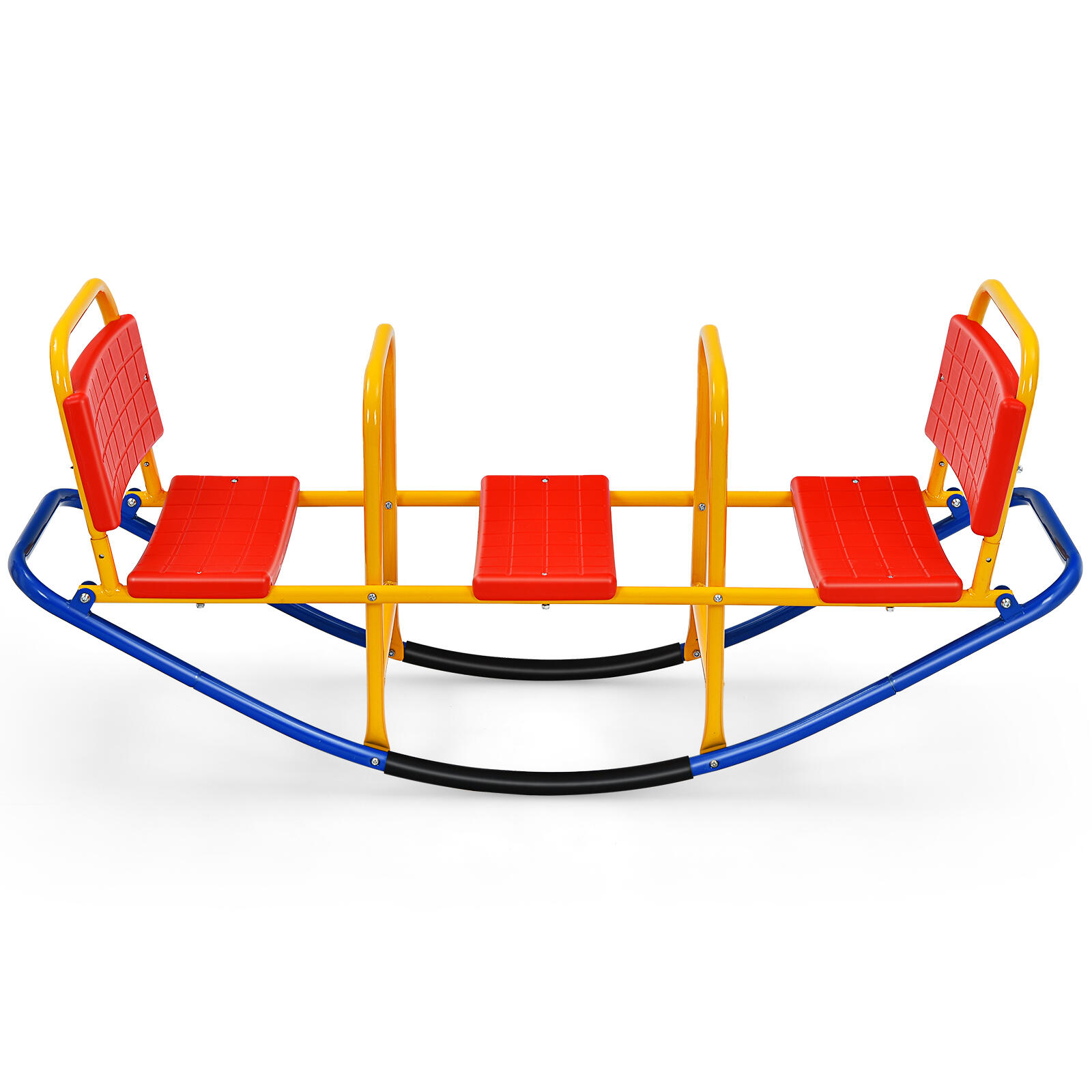 3-Seater Seesaw Carbon Steel Teeter Totter Outdoor Playset Boy Girl Red