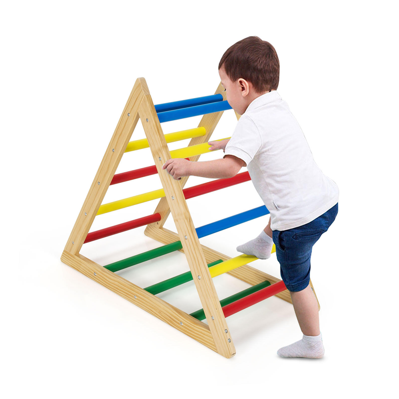 Wooden Triangle Climber Toy Climbing Frame Colorful