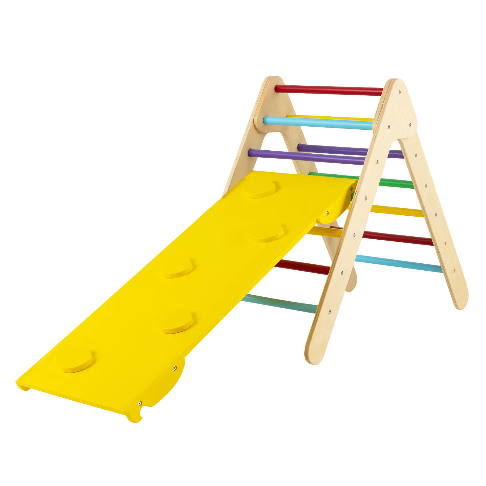 3-in-1 Climbing Triangle Ladder w/Climbing Ramp Outdoor Activity Center Colorful