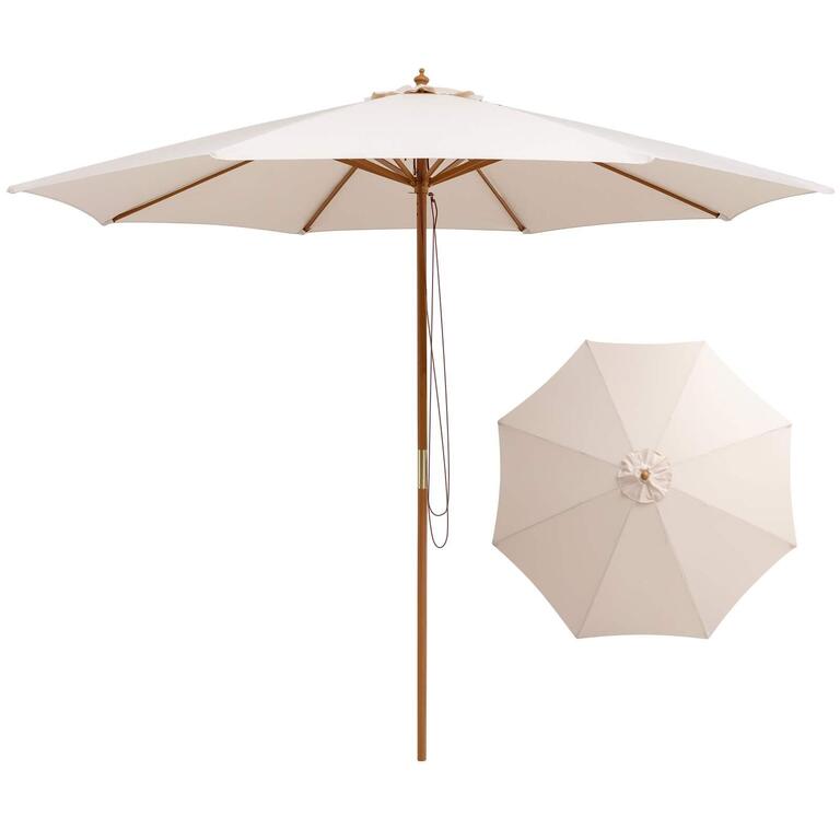 3m patio umbrella with 8 bamboo ribs in beige