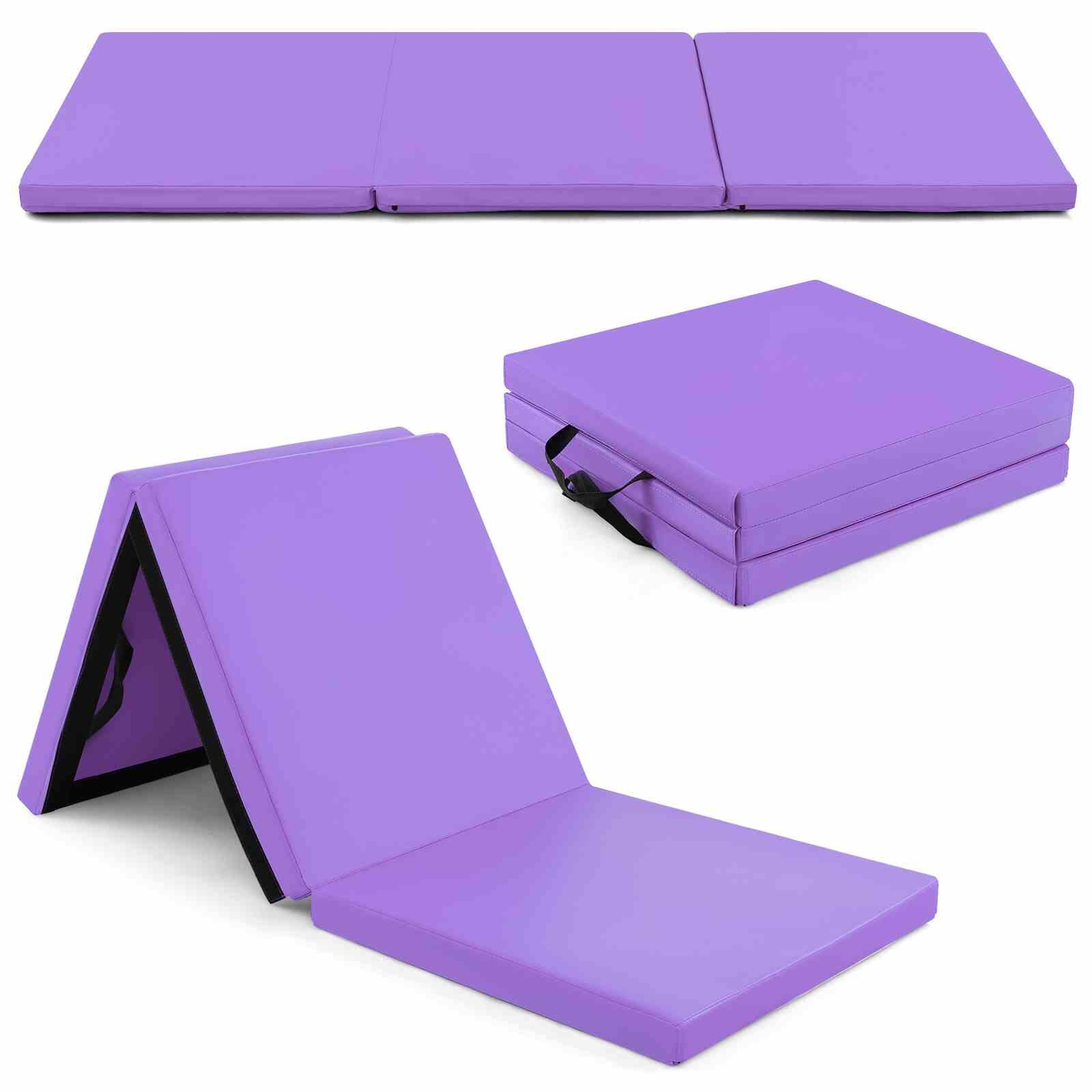 180x60cm Portable Gymnastics Mat 3-Fold Tumbling Mat w/Handles