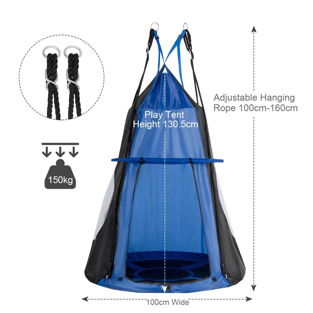 2-in-1 Tree Swing Hanging Tent Set Hammock Chair Indoor Outdoor Play Equipment