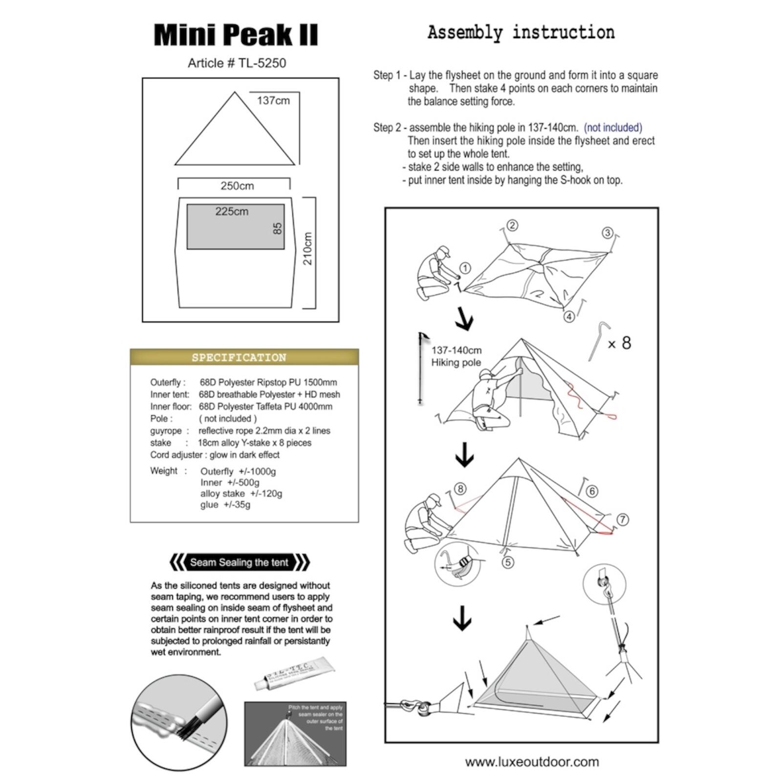 Mini Peak Mini Peak II 1-person Tent - Sand