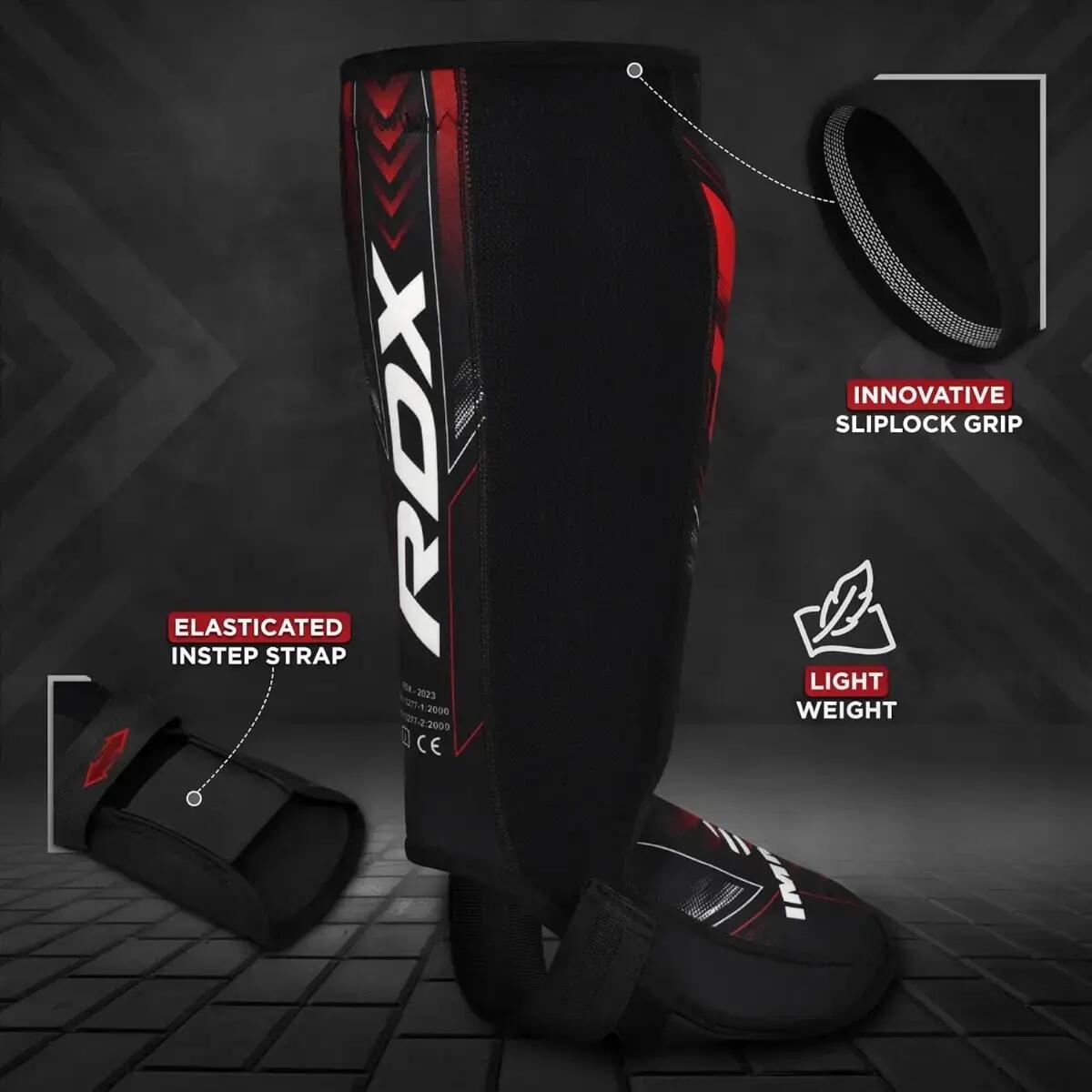 Schienbein-Schoner Neopren RDX IMMAF – Rot/Schwarz – L 4/7
