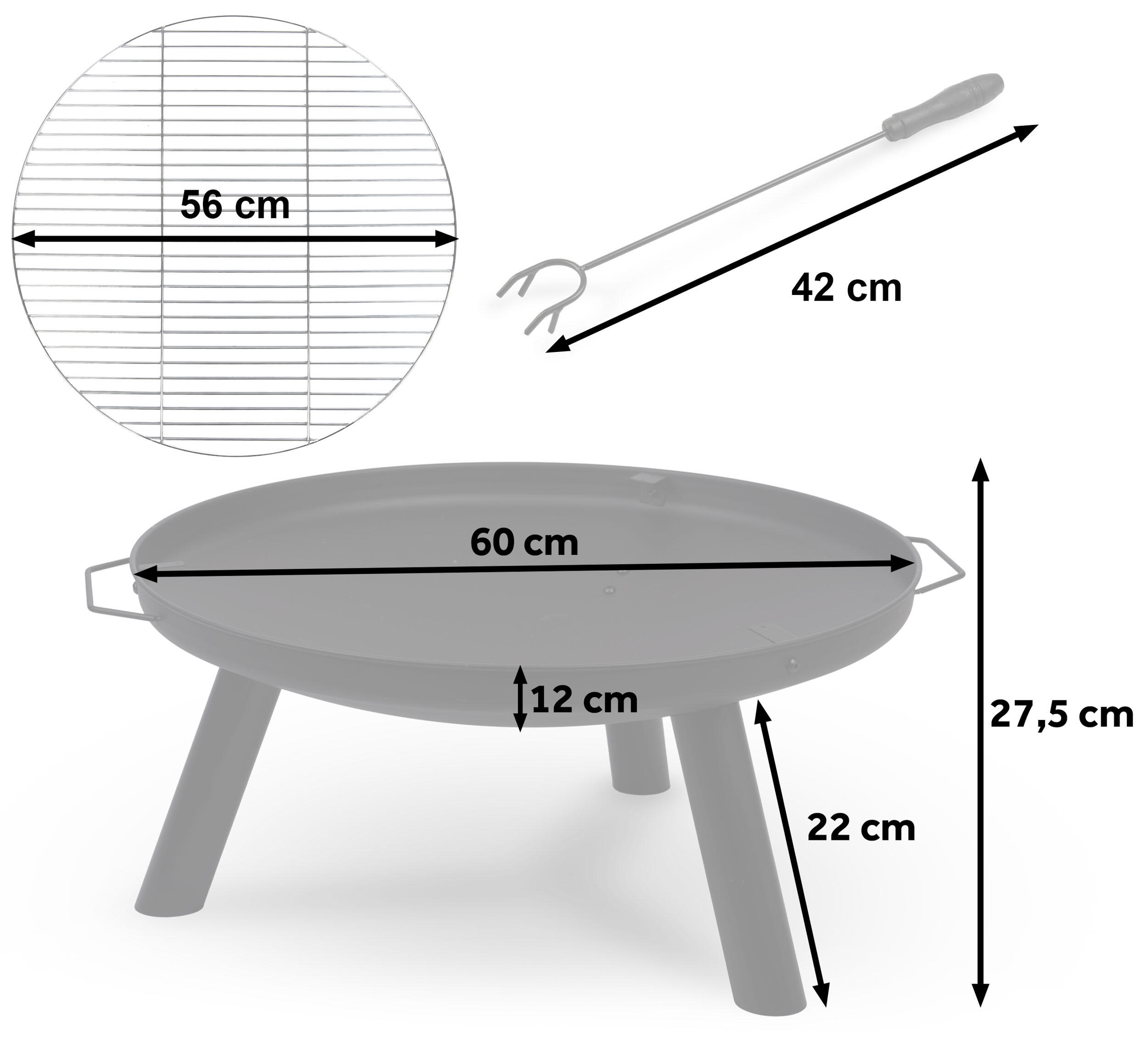 Palenisko ogrodowe z rusztem uchwytami na ognisko grill 60cm Berdsen BD-881 6/6