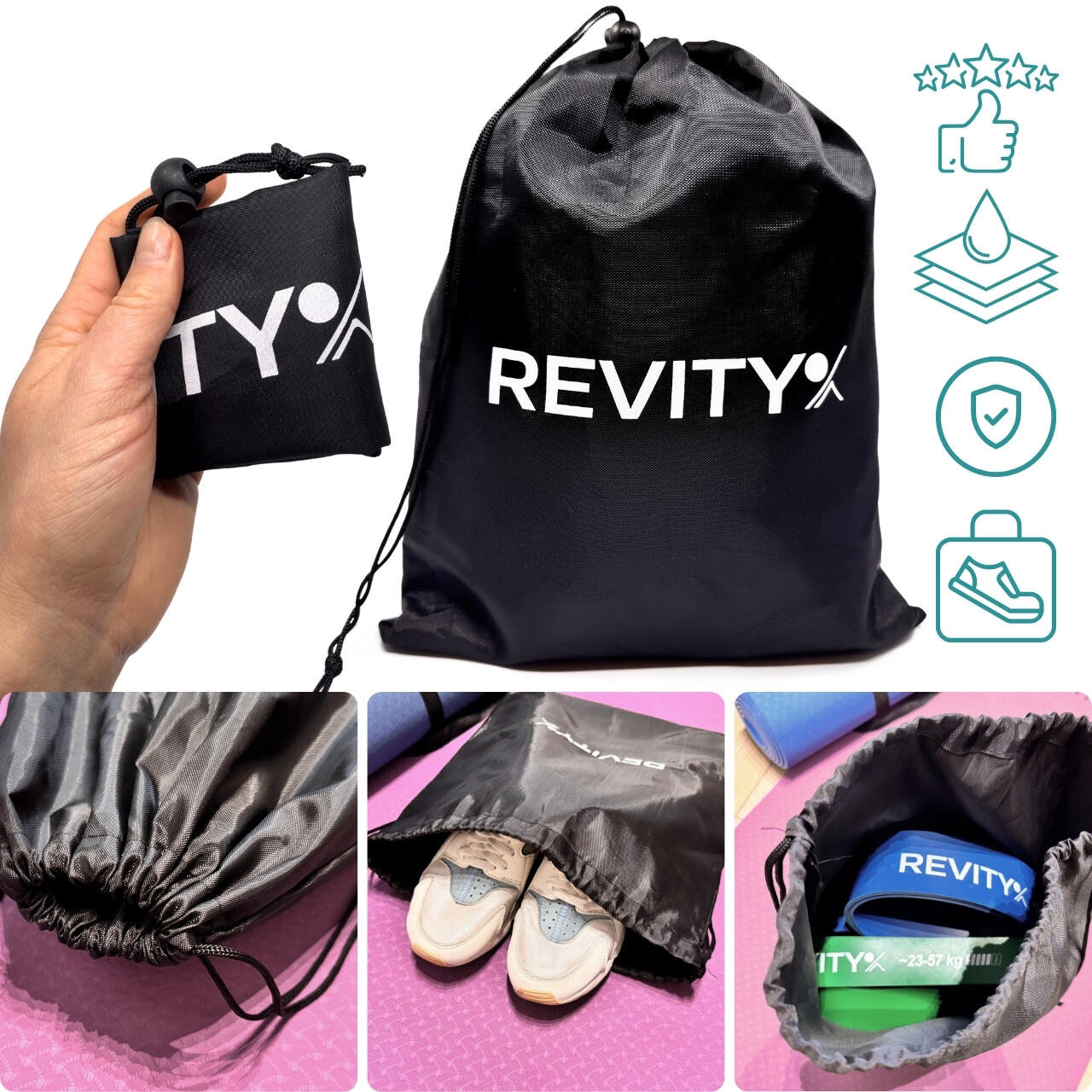 Bolsa saco de gimnasio para calzado y accesorios 36×28 cm 7/7