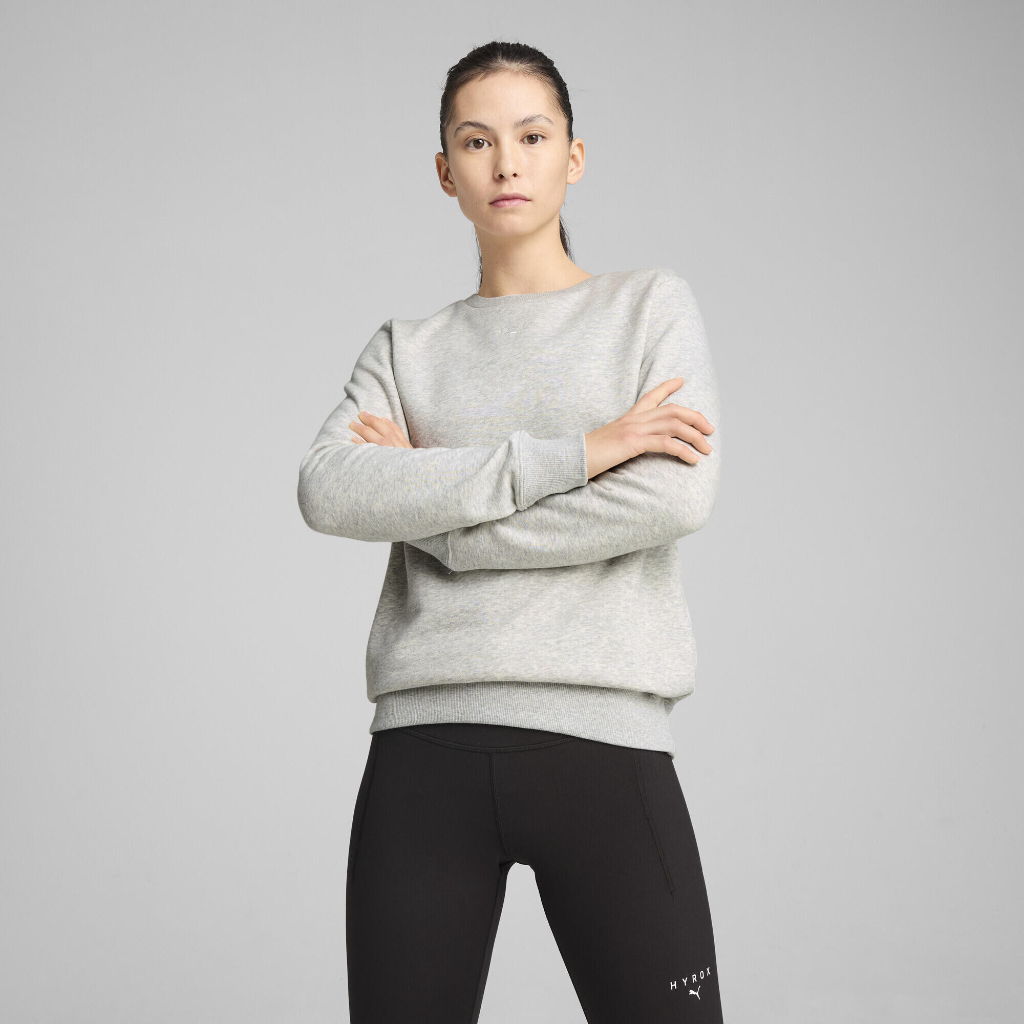 Maglia girocollo PUMA x HYROX da donna PUMA Light Gray Heather 2/7