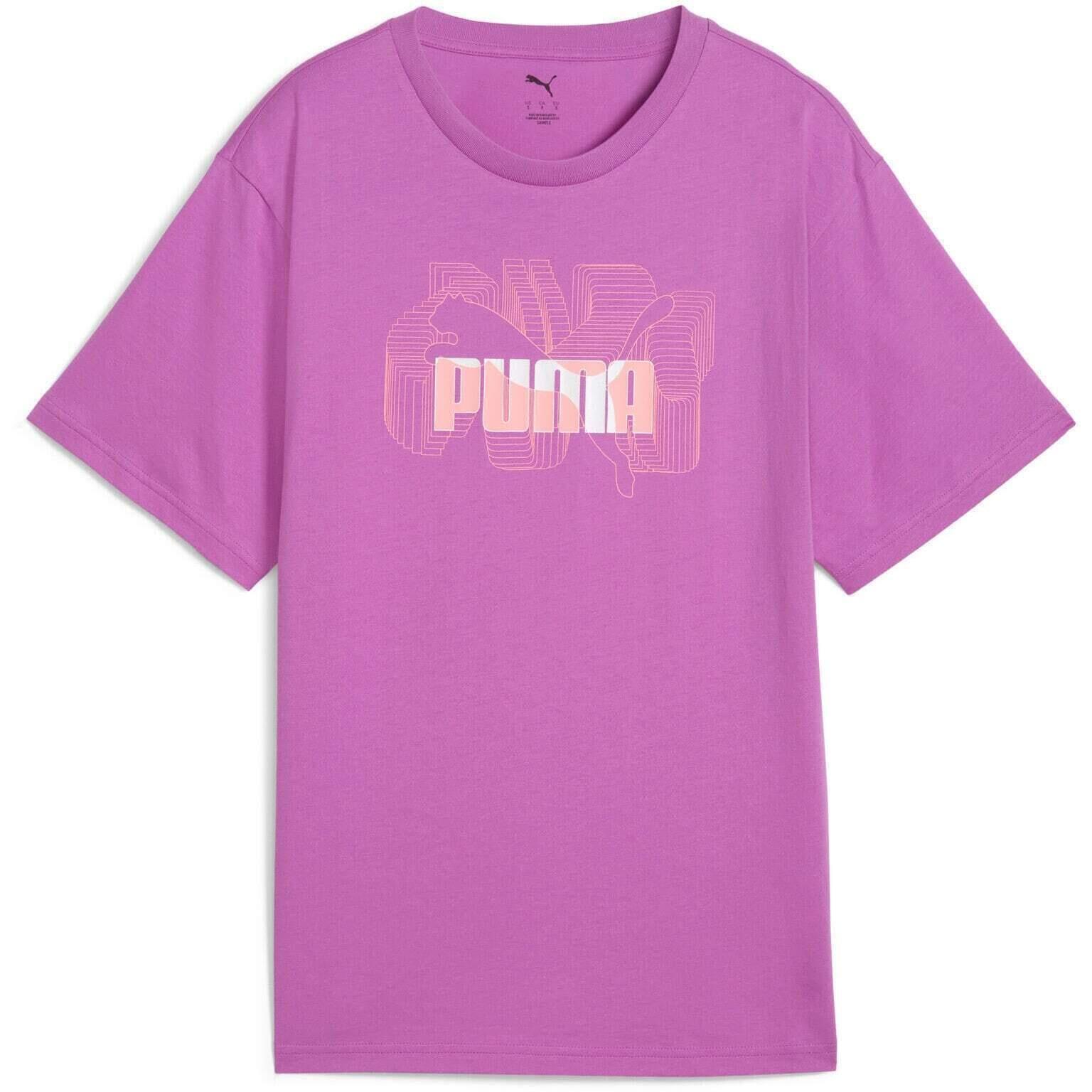 T-shirt Puma Graphics Stacked No. 1 Logo Relaxed Tee, Violet, Femmes 4/5