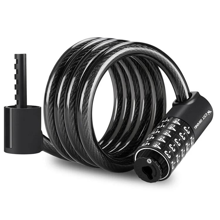WEST BIKING Candado de cable para bicicleta de montaña de carretera con contraseña