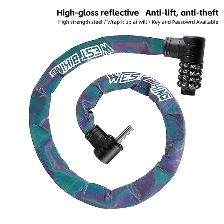 4-stellige reflektierende Fahrradkette zur Diebstahlsicherung - Mehrfarbig 4/7