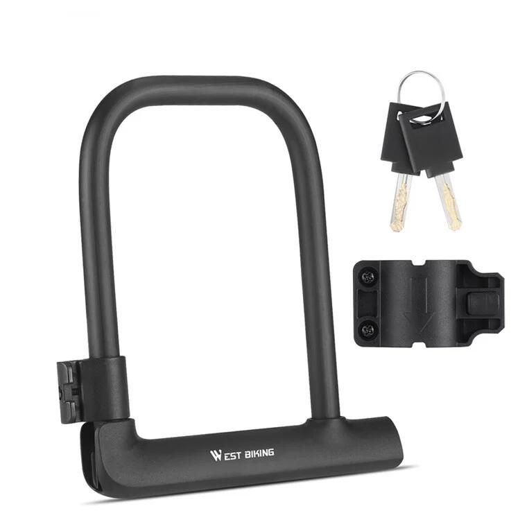 WEST BIKING Candado para bicicleta en forma de U con soporte de montaje resistente