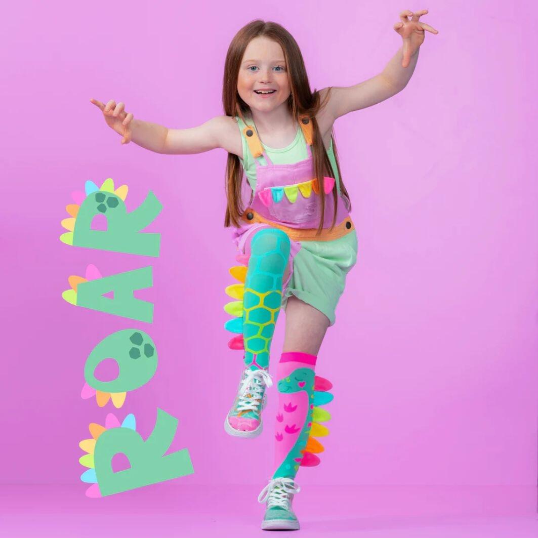 Șosete lungi colorate Madmia pentru fete fantasy Roar Dino 6-99 ani