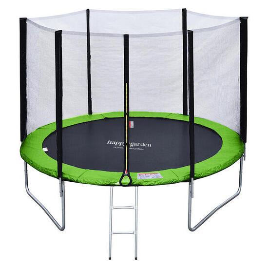 Trampoline 305cm réversible vert/bleu ADELAÏDE + échelle, bâche et kit d'ancrage