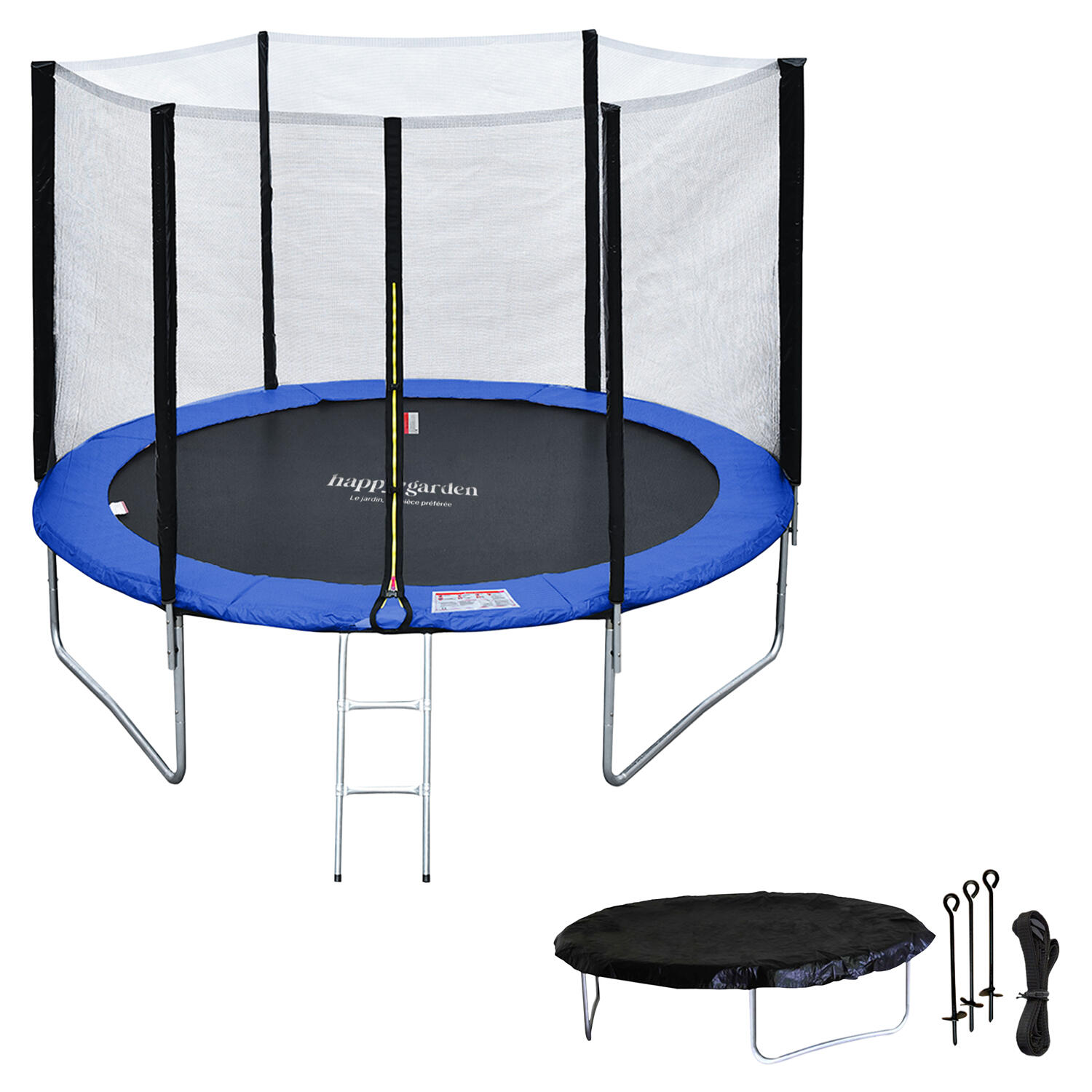 Trampoline 305cm réversible vert/bleu ADELAÏDE + échelle, bâche et kit d'ancrage 2/7