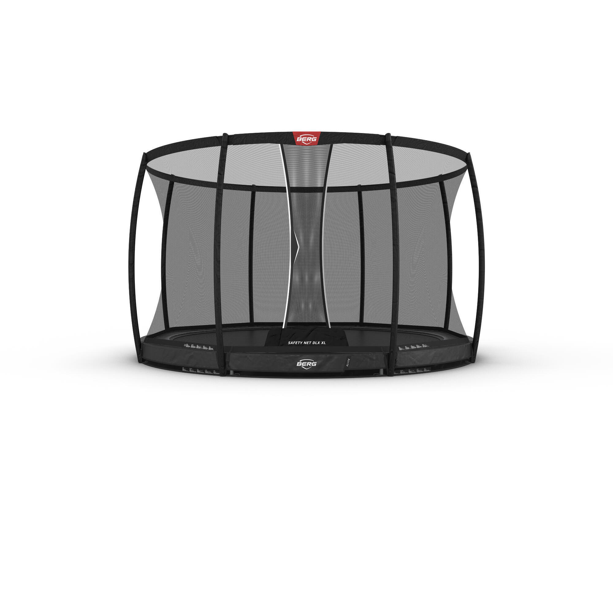 Trampolina okrągła wkopywana w ziemię z siatką bezpieczeństwa deluxe BERG Elite
