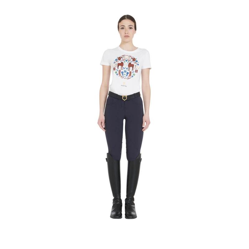 pantalon d'équitation  femme en tissu bi-élastique avec grip genou