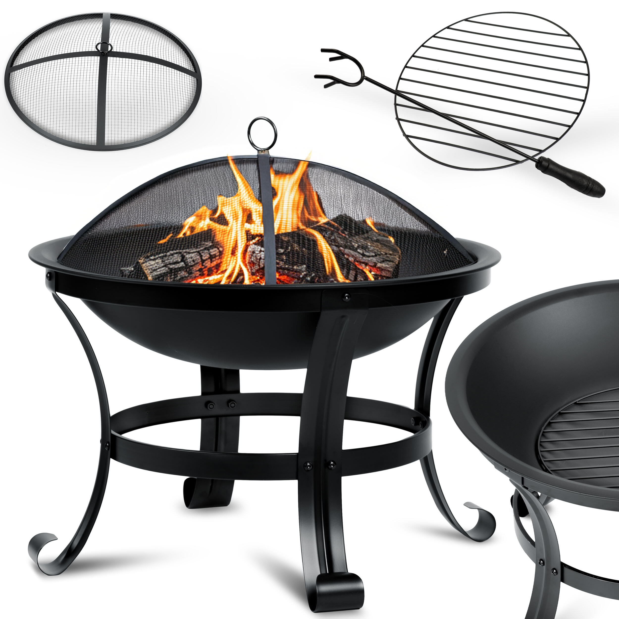 Palenisko kempingowe z pokrywą uchwytami na ognisko grill Berdsen 60cm 1/7
