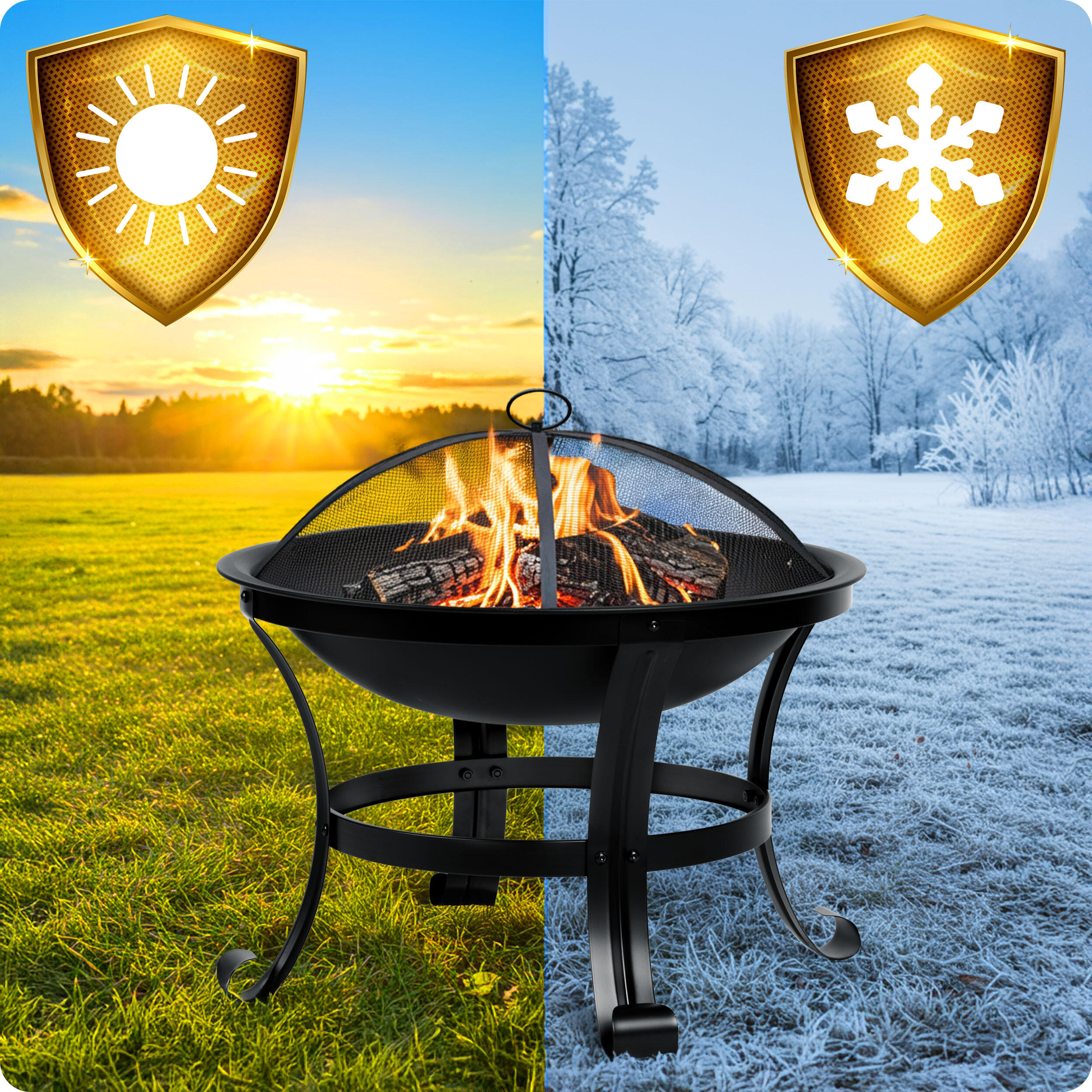 Palenisko kempingowe z pokrywą uchwytami na ognisko grill Berdsen 60cm 7/7