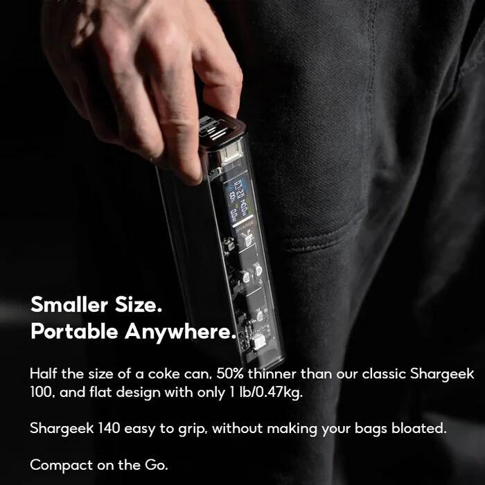 Shargeek 140 – Power bank portatile 20.000mAh, USB-C e USB-A, compatta 7/7