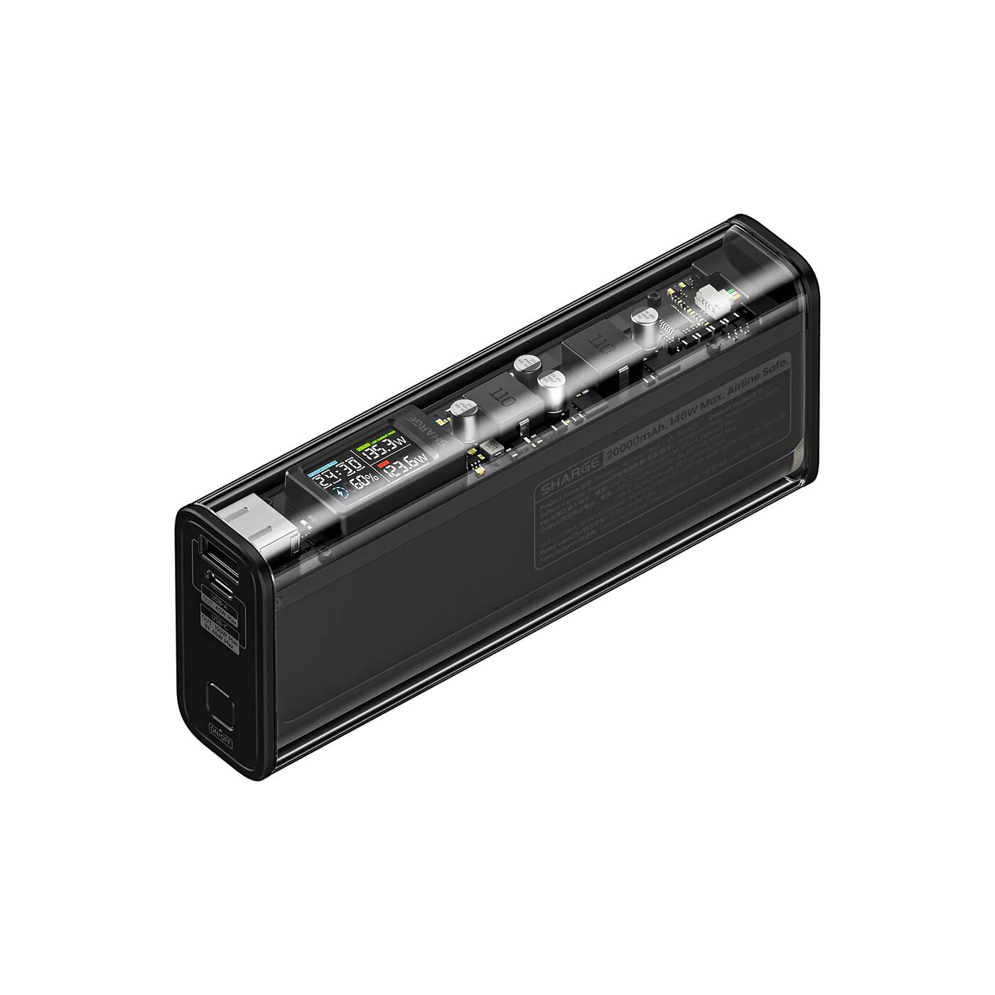 SHARGE Shargeek 140 – Power bank portatile 20.000mAh, USB-C e USB-A, compatta