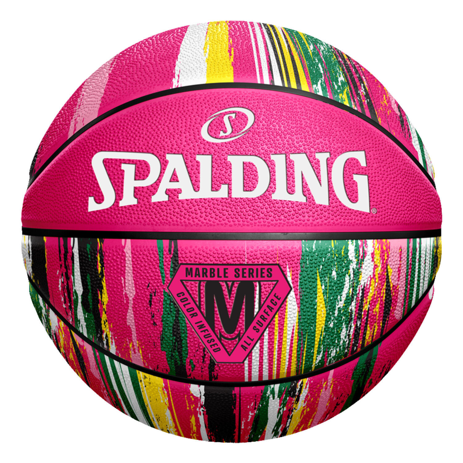 Spalding - Basketball Outdoor Marble Series En Caoutchouc Rose - Ballon De Basket - Rose - 6 - Decathlon