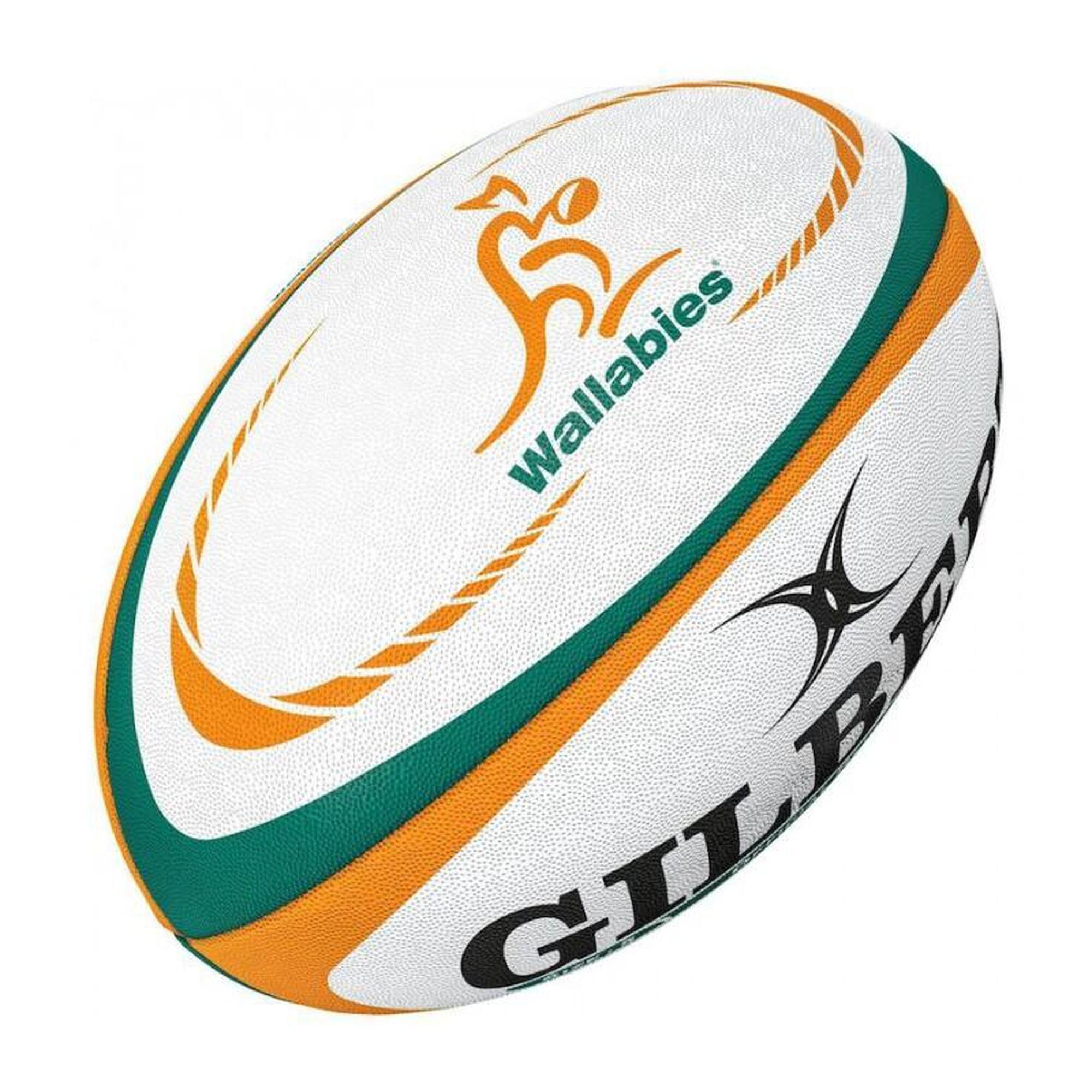 Gilbert - Ballon Rugby Replica Australie - Gilbert - Ballon De Rugby - Blanc|jaune|vert - 30 Cm - Decathlon