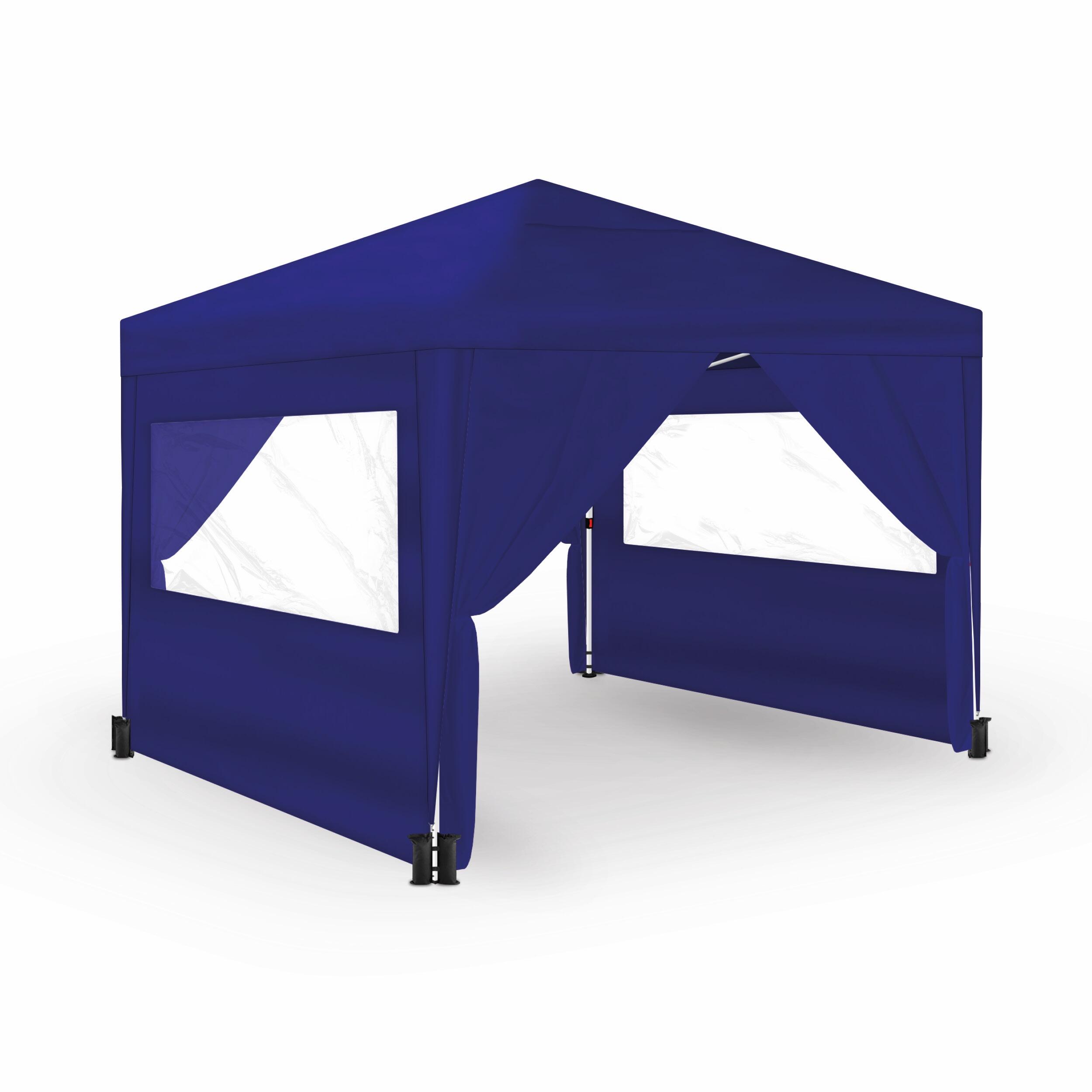 Opvouwbare tent 3x3m blauw UPF50+ voor 10 personen met 4 wanden en draagtas 3/7