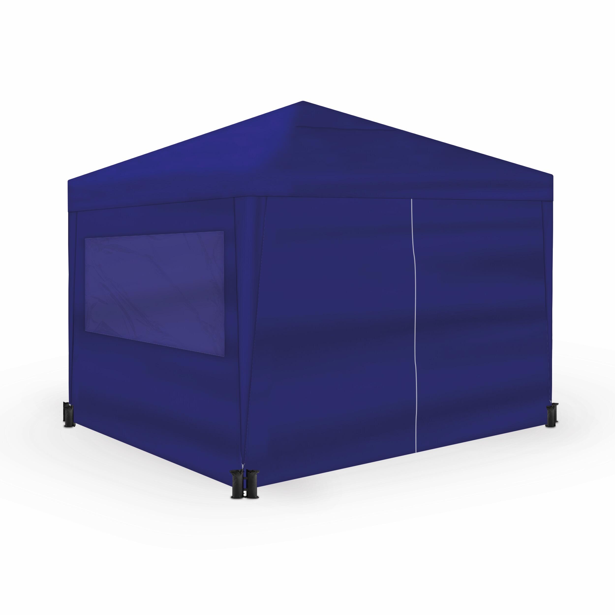 Opvouwbare tent 3x3m blauw UPF50+ voor 10 personen met 4 wanden en draagtas 5/7