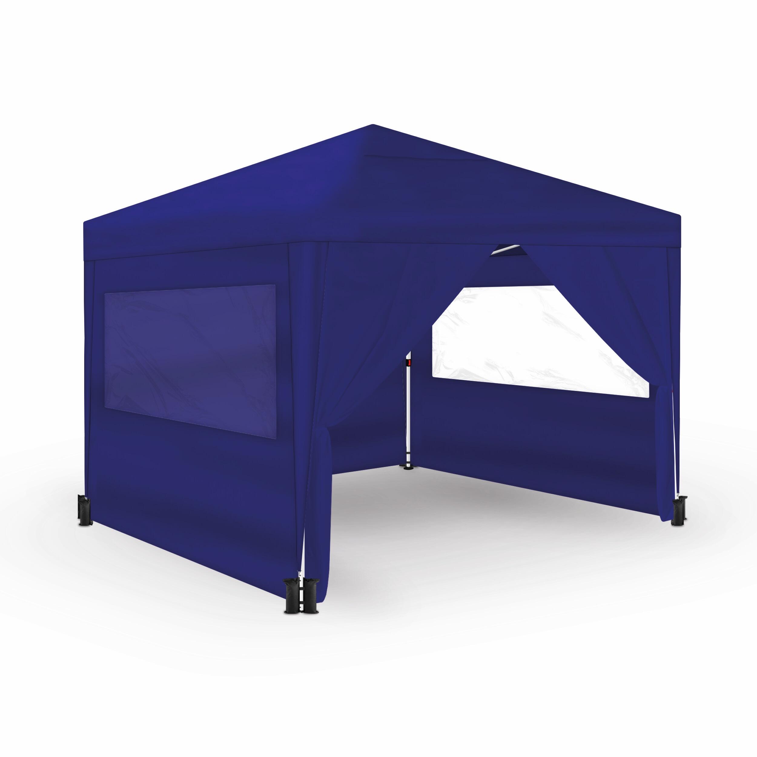 Opvouwbare tent 3x3m blauw UPF50+ voor 10 personen met 4 wanden en draagtas 2/7