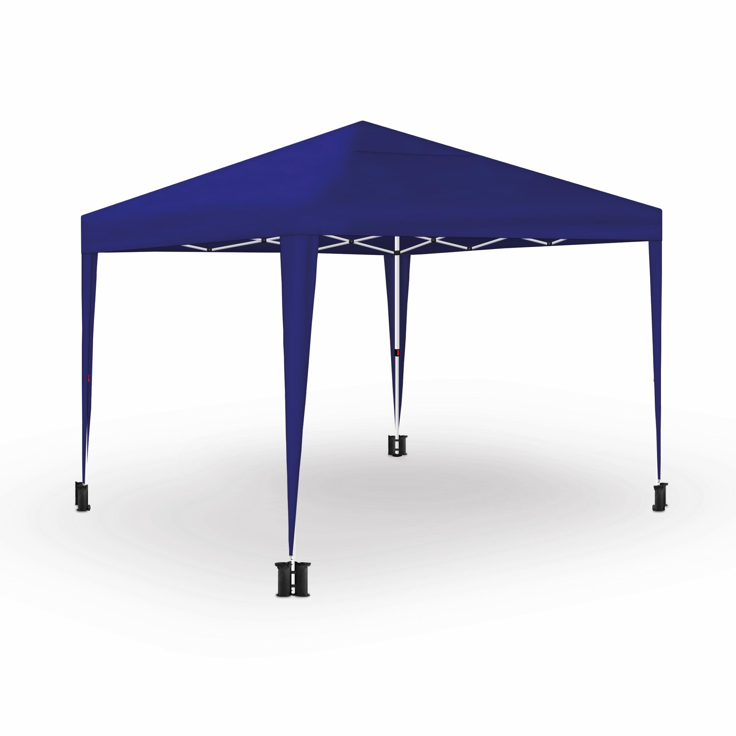 Opvouwbare tent 3x3m blauw UPF50+ voor 10 personen met 4 wanden en draagtas 4/7