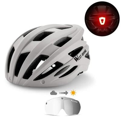Casco con lenti fotocromatiche staccabili calotta in PC con luce posteriore