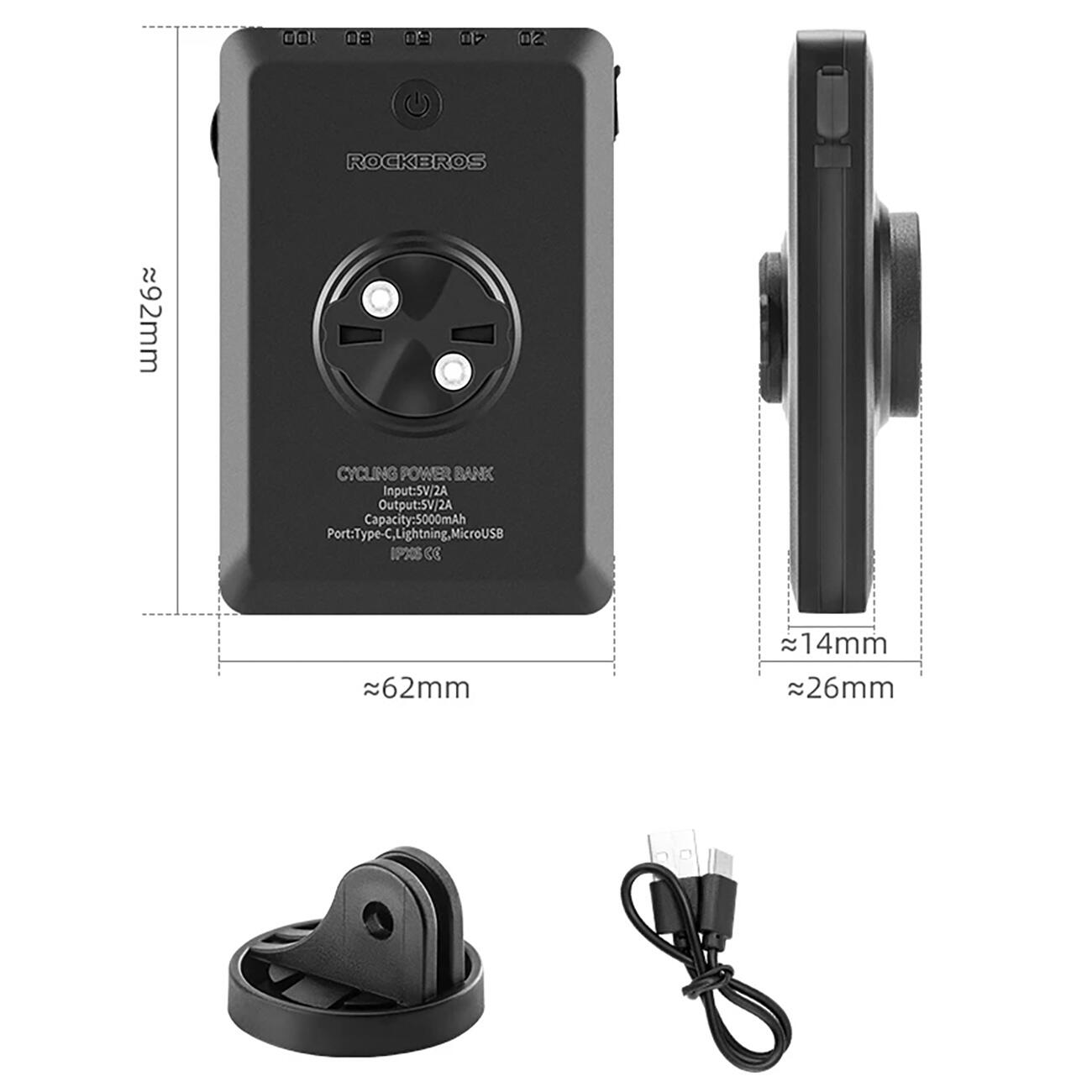 Przednia Lampka Rowerowa RockBros JP008 5000mAh Powerbank IPX6 150lm 5/6