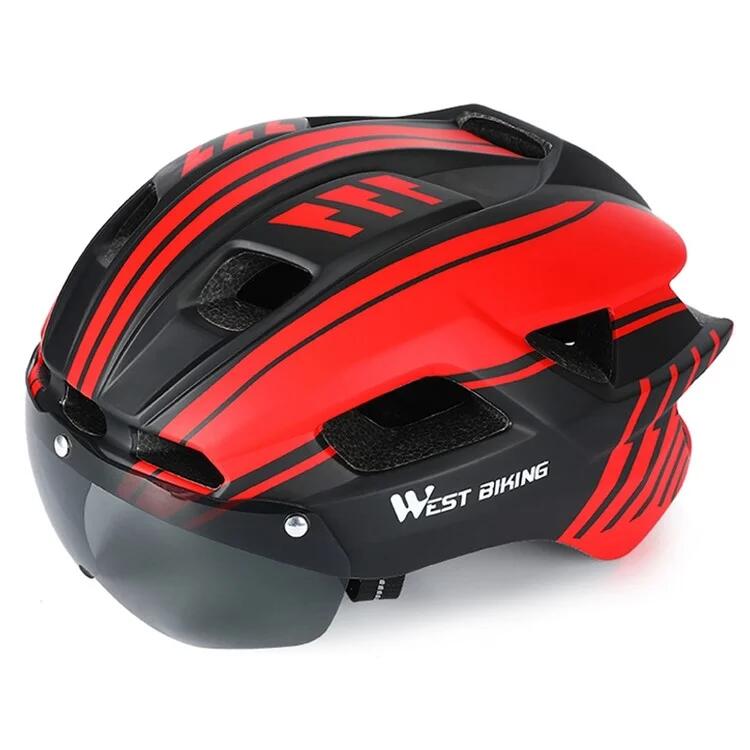 Casco de bicicleta con gafas magnéticas integradas, ligero, para