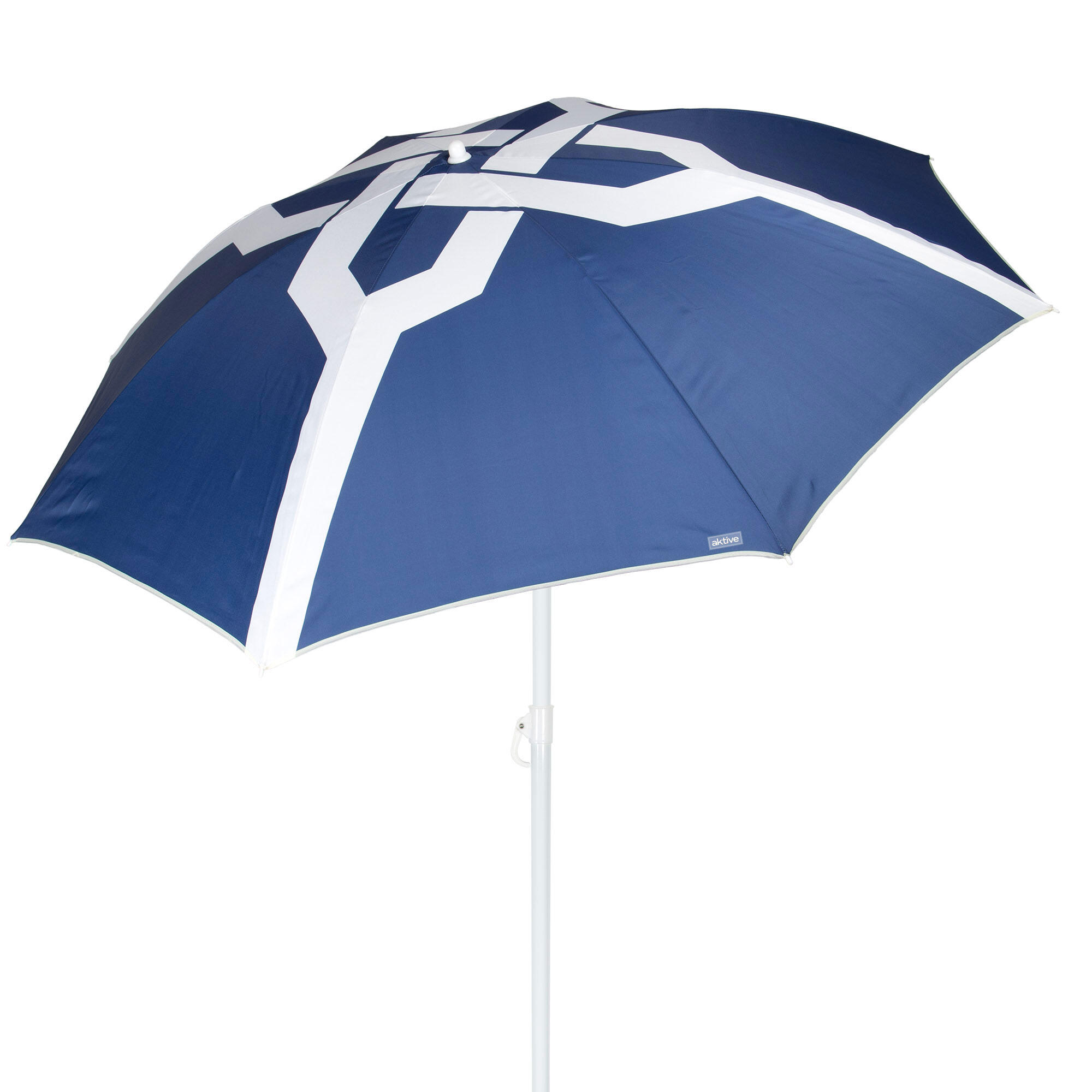 Aktive Guarda-sol de praia 8 hastes 200 cm inclinável com impressão azul